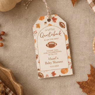 Étiquettes-cadeau Garçon Quarterback Citrouille d'Automne Merci