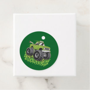 Étiquettes Cadeau Garçon Saint-Patrick Bébé Camion Monstre Chanceux 