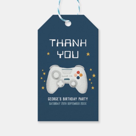 Étiquettes-cadeau Garçons Cool Blue Merci de jeu Anniversaire de enf (Devant)