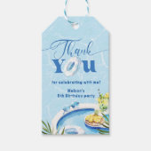 Étiquettes-cadeau Garçons piscine fête d'anniversaire bleu Merci (Devant)