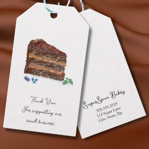 Étiquettes-cadeau Gâteau au Chocolat à l'Aquarelle Boulangerie, Merc