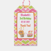 Étiquettes-cadeau Gâteau d'anniversaire avec Merci de Lion Party (Devant)