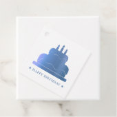 Étiquettes Cadeau Gâteau d'Anniversaire Blanc & Bleu À De (En situation)