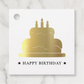 Étiquettes Cadeau Gâteau d'Anniversaire Blanc & Or Joyeux À De (Devant)