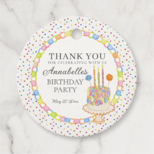 Étiquettes Cadeau Gâteau de fête d'anniversaire Confetti