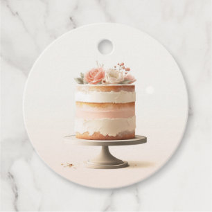 Étiquettes Cadeau Gâteau de Fleurs de Pêche Rose Élégant pour Baby S
