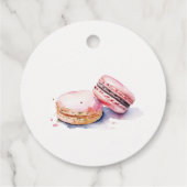 Étiquettes Cadeau Gâteau de mariage Macarons français à l'aquarelle (Dos)