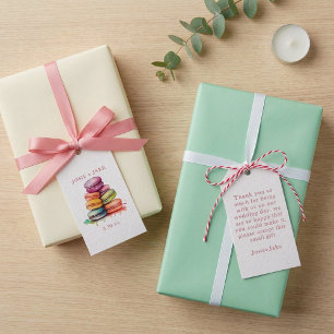 Étiquettes-cadeau Gâteaux macarons clairs et colorés