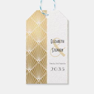 Étiquettes-cadeau Gatsby Élégant Art Déco Années 1920 Or Mariage