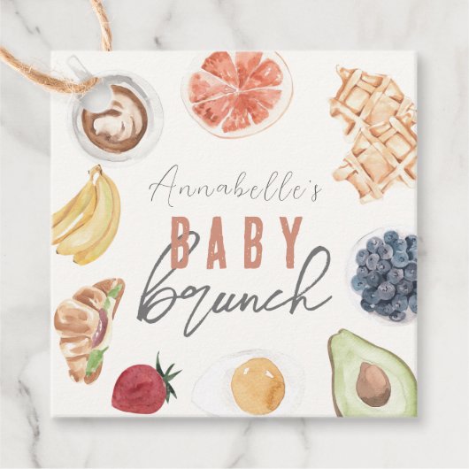Étiquettes Cadeau gaufres Café Fruits Aquarelle Bébé Brunch (Devant)