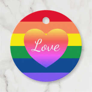 Étiquettes Cadeau Gay pride LGBTQ Rainbow Heart Flag