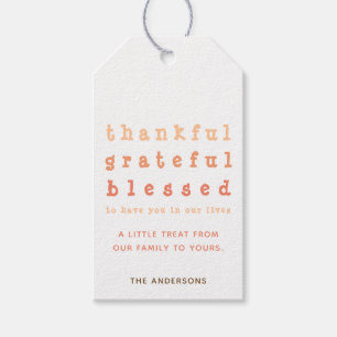 Étiquettes-cadeau Gentille Merci Grateful Thanksgiving Treat