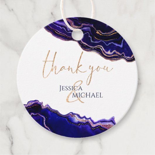 Étiquettes Cadeau Géode aquarelle Mariage de calligraphie moderne (Devant)