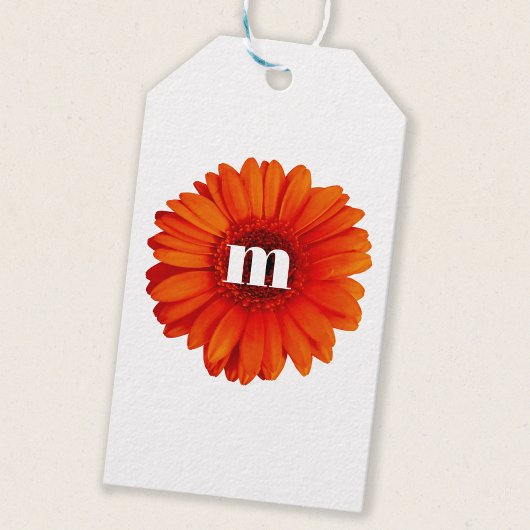 Étiquettes-cadeau Gerbera Daisy Monogramme initial