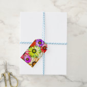 Étiquettes-cadeau Gerbera fleurie colorée (Avec de laficelle)