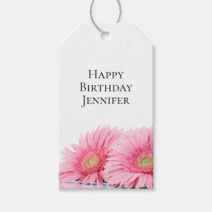 Étiquettes-cadeau Gerbera rose Daisies Photographie élégante Anniver
