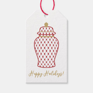 Étiquettes-cadeau Gingembre Rouge Jar, Chinoiserie Holiday
