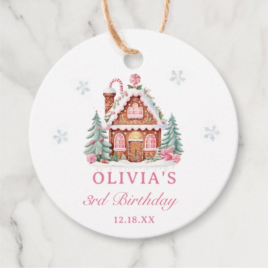 Étiquettes Cadeau Gingerbread House Fille 1er fête d'anniversaire (Devant)