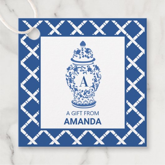 Étiquettes Cadeau GingerJar et Bamboo | Monogramme A | Favoriser les (Devant)