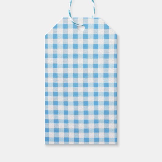 Étiquettes-cadeau Gingham Bleu Bébé (Devant)