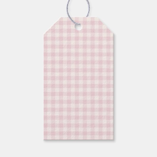 Étiquettes-cadeau Gingham Classique de printemps | Douce rose (Devant)