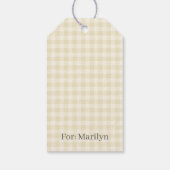 Étiquettes-cadeau Gingham Classique Début d'Automne | Blé Doré (Dos)