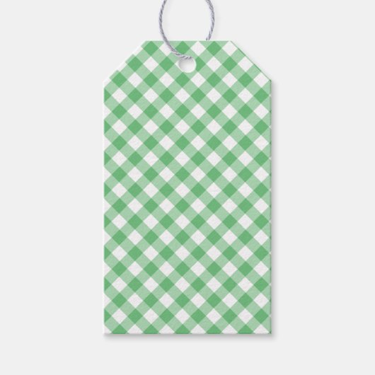 Étiquettes-cadeau Gingham Rétro Été Vert (Devant)