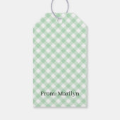 Étiquettes-cadeau Gingham Rétro Été Vert (Dos)