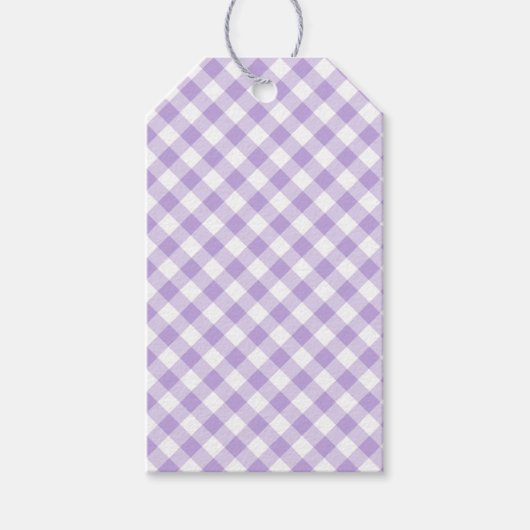 Étiquettes-cadeau Gingham Rétro Lavande Douce (Devant)