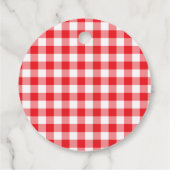 Étiquettes Cadeau Gingham Rouge et Blanc Merci (Dos)