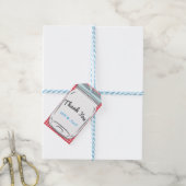Étiquettes-cadeau Gingham Rouge et Pot Mason Bleu Cadeau de Thème Ca (Avec de laficelle)