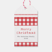 Étiquettes-cadeau Gingham Rustique Rouge Blanc Joyeux Noël (Devant)