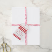 Étiquettes-cadeau Gingham Rustique Rouge Blanc Joyeux Noël (Avec de la ficelle)