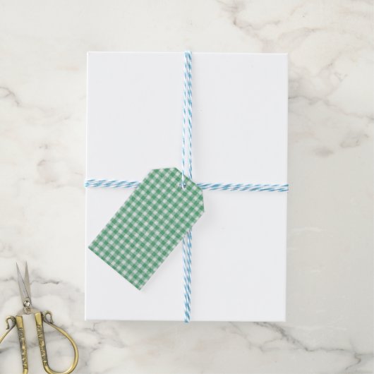Étiquettes-cadeau Gingham vert menthe (Avec de laficelle)