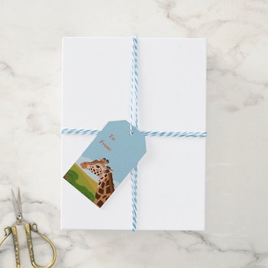Étiquettes-cadeau Giraffe (Avec de laficelle)