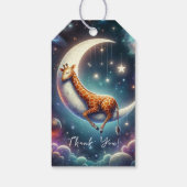 Étiquettes-cadeau Giraffe de bébé céleste dormant sur la lune et les (Dos)