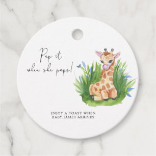 Étiquettes Cadeau Giraffe - Faites éclater quand elle éclate la baby