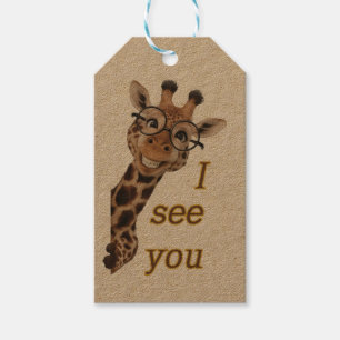 Étiquettes-cadeau Giraffe.Text.Je vous vois