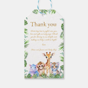 Étiquettes-cadeau Giraffe Tiger Merci de la Jungle Tropicale Personn
