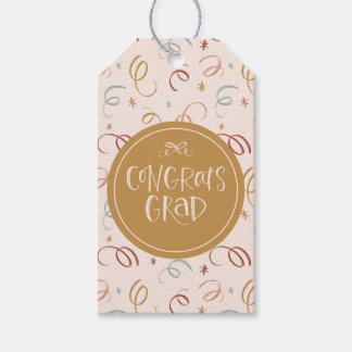 Étiquettes-cadeau Girl Confetti Blush rose Félicats Grad