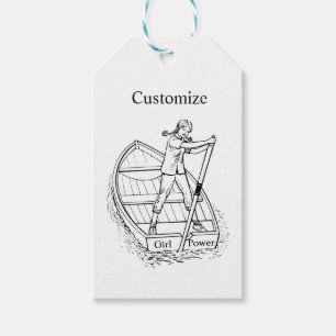 Étiquettes-cadeau Girl Power Sculling Boat Thunder_Cove