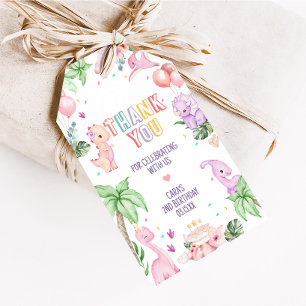 Étiquettes-cadeau Girl Safari Dinosaur Anniversaire Fête Favoriser T