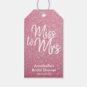 Étiquettes-cadeau Girly Blush Parties scintillant rose Mlle à Mme Fê
