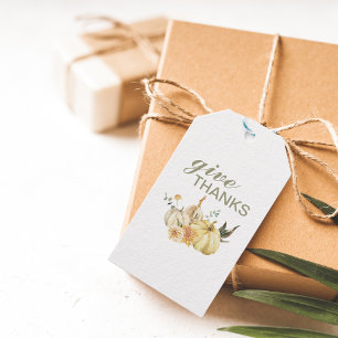 Étiquettes-cadeau Give Thanks Watercolor Pumpkin
