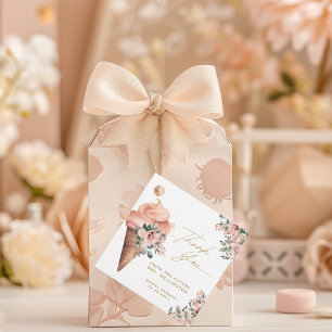Étiquettes Cadeau Glace à la cuillère Fleur rose Baby Shower Mariage