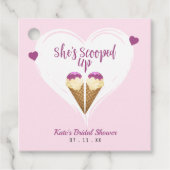 Étiquettes Cadeau Glace Rose en Forme de Coeur pour Enterrement de V (Devant)