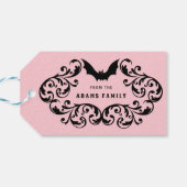 Étiquettes-cadeau Glam Bat Damas Rose Joyeux Halloween (Dos Horizontal)
