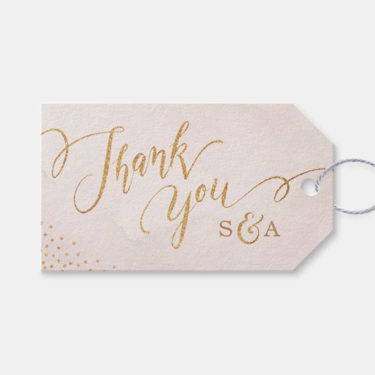 Étiquettes-cadeau Glam blush parties scintillant rose or calligraphi (Devant (Horizontal))