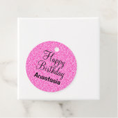 Étiquettes Cadeau Glam Happy Birthday Hot rose Parties scintillant N (En situation)