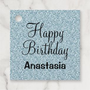 Étiquettes Cadeau Glam Joyeux Anniversaire Bleu Parties scintillant 